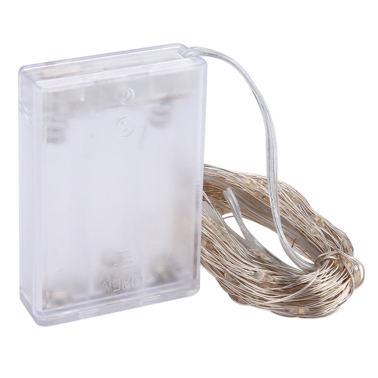 10m IP65 Waterproof Silver Wire String Light, 100 LEDs SMD 06033 x AA Batteries Box Fairy Lamp Decorative Light, DC 5V