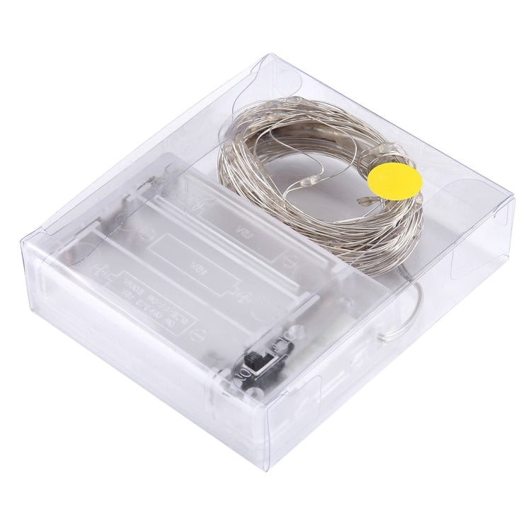 10m IP65 Waterproof Silver Wire String Light, 100 LEDs SMD 06033 x AA Batteries Box Fairy Lamp Decorative Light, DC 5V