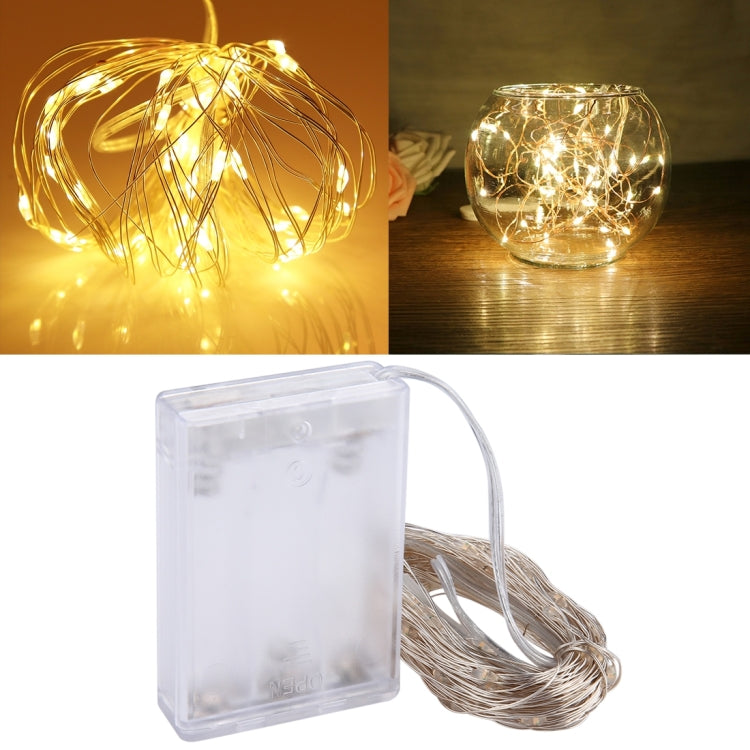 10m IP65 Waterproof Silver Wire String Light, 100 LEDs SMD 06033 x AA Batteries Box Fairy Lamp Decorative Light, DC 5V
