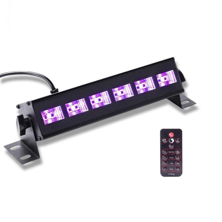 U`King ZQ-B196 18W UV Blacklight Stage Light, 6 LEDs 360 Degrees with Remote Control, AC 110-240V, EU Plug