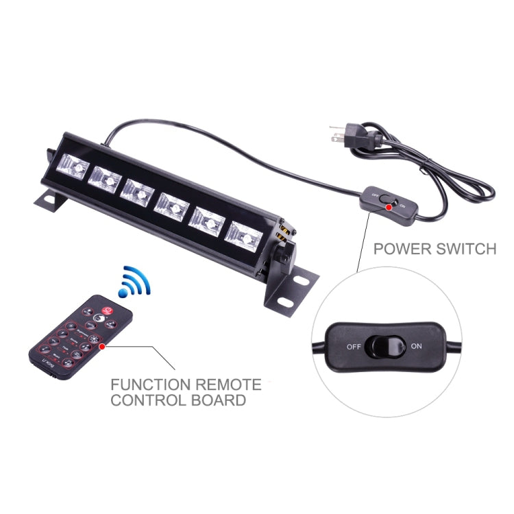 U`King ZQ-B196 18W UV Blacklight Stage Light, 6 LEDs 360 Degrees with Remote Control, AC 110-240V, EU Plug