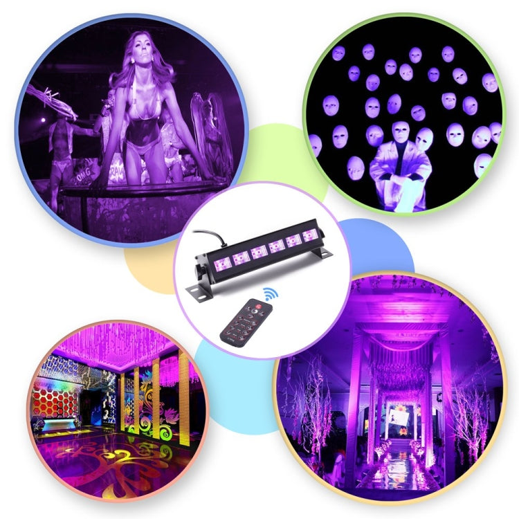 U`King ZQ-B196 18W UV Blacklight Stage Light, 6 LEDs 360 Degrees with Remote Control, AC 110-240V, EU Plug