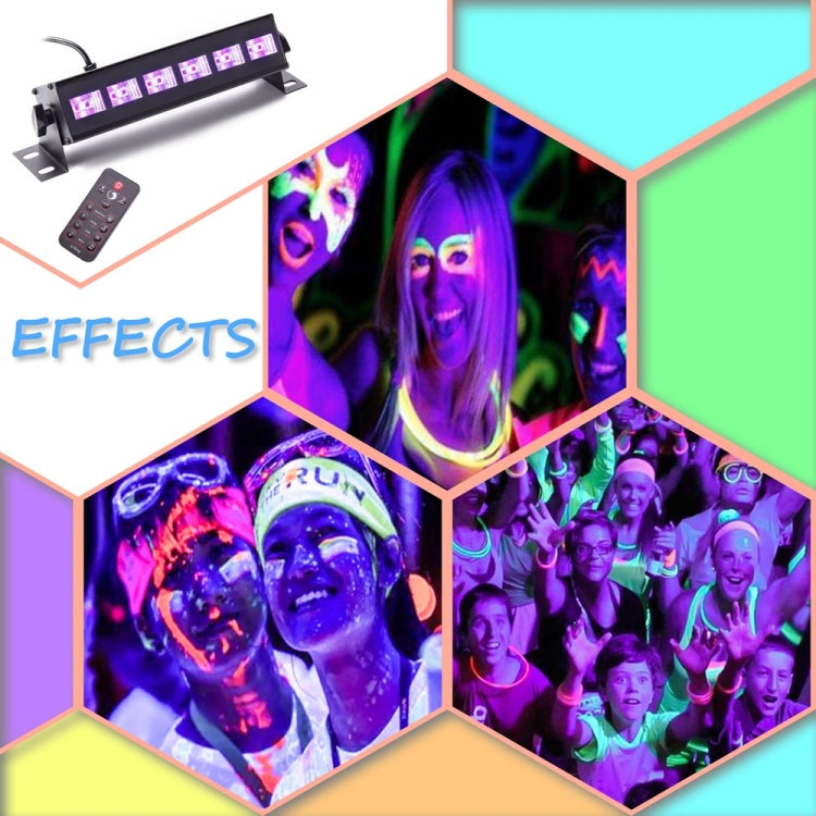 U`King ZQ-B196 18W UV Blacklight Stage Light, 6 LEDs 360 Degrees with Remote Control, AC 110-240V, EU Plug