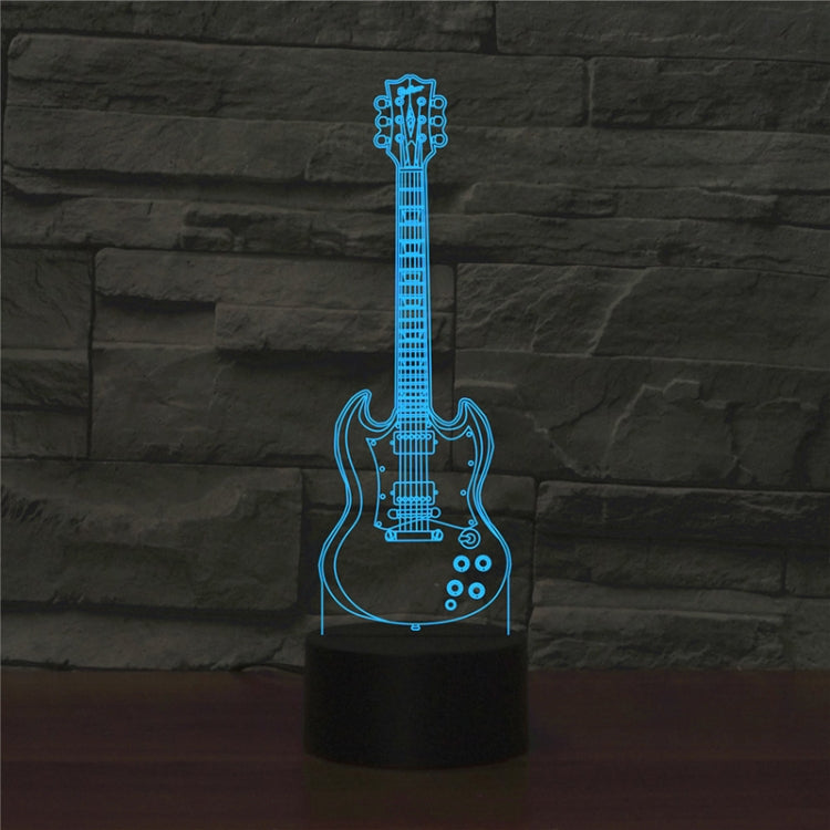 Five-string Guitar Shape 3D Colorful LED Vision Light Table Lamp, Crack Remote Control Version