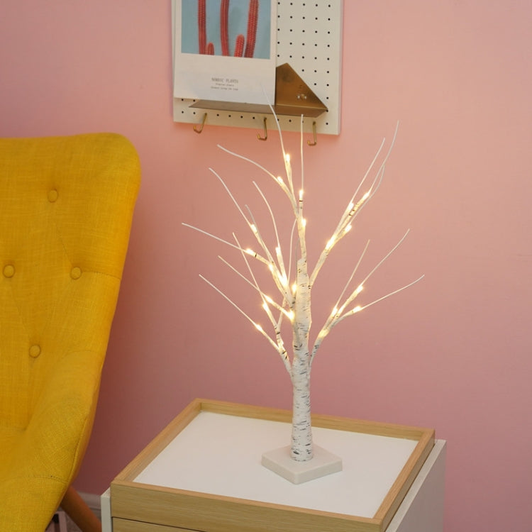 24 LEDs Silver Birch Tree Copper Wire Table Lamp Decoration Creative Bedside Night Light Gift(Warm White)