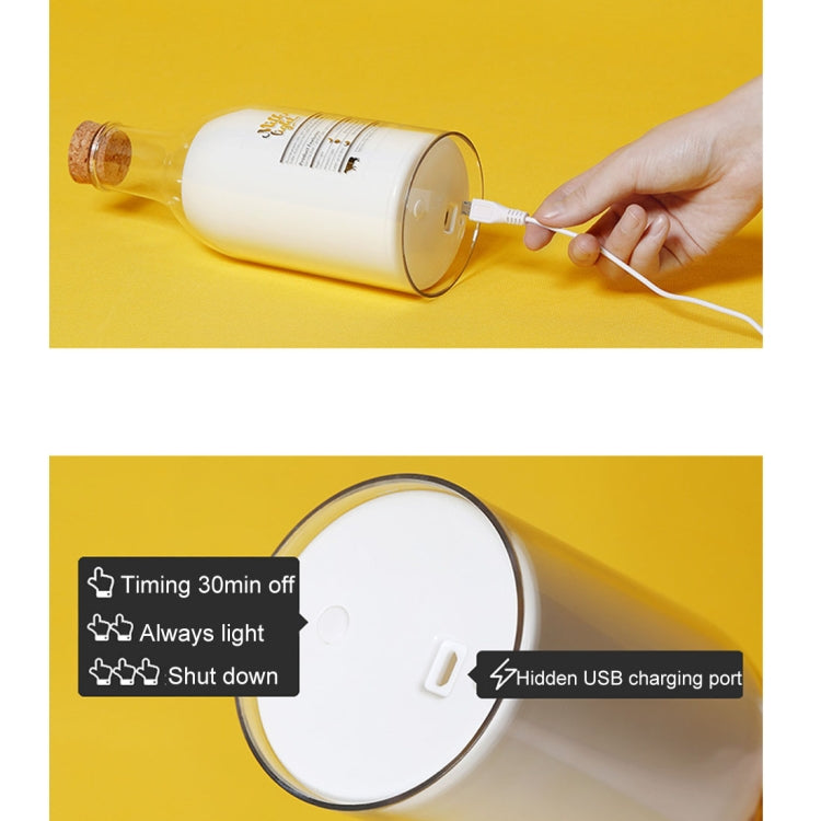 Milk Bottle Shape Water Resistant Night Light, USB Charging Novelty Sleeping Message Timing Lamp