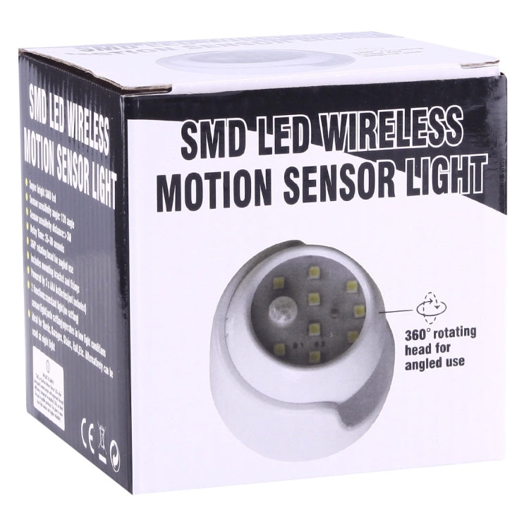 MM3W1 3W White Light PIR Motion Sensor Detector Security Lamp , 9 LEDs 240 LM 6000K 360 Degrees Rotation Wireless Motion Sensor Wardrobe Light / Night Light / Wall Lamp for bedroom, living room, bathroom, aisle