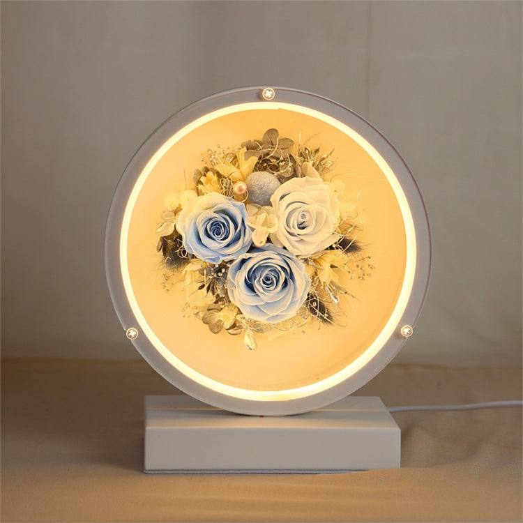 Valentines Day Eternal Flower Glass Shade Finished Christmas Style Colorful LED Bedside Lamp Table Lamp Night Light Creative Gift