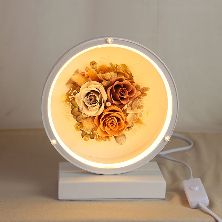 Valentines Day Eternal Flower Glass Shade Finished Christmas Style Colorful LED Bedside Lamp Table Lamp Night Light Creative Gift