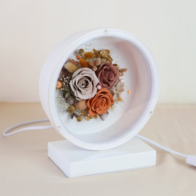 Valentines Day Eternal Flower Glass Shade Finished Christmas Style Colorful LED Bedside Lamp Table Lamp Night Light Creative Gift