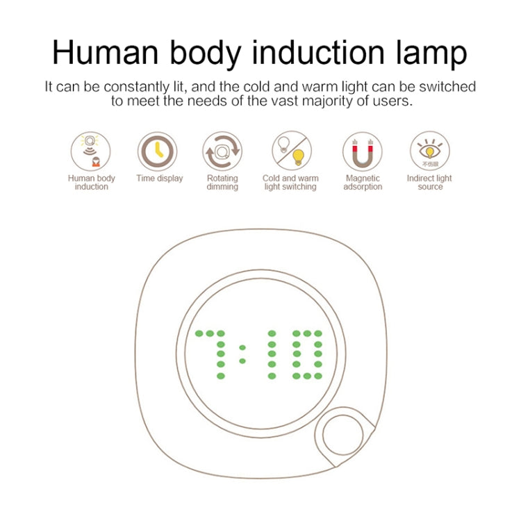 Intelligent Rotation Clock USB Charging LED PIR Sensor Night Light