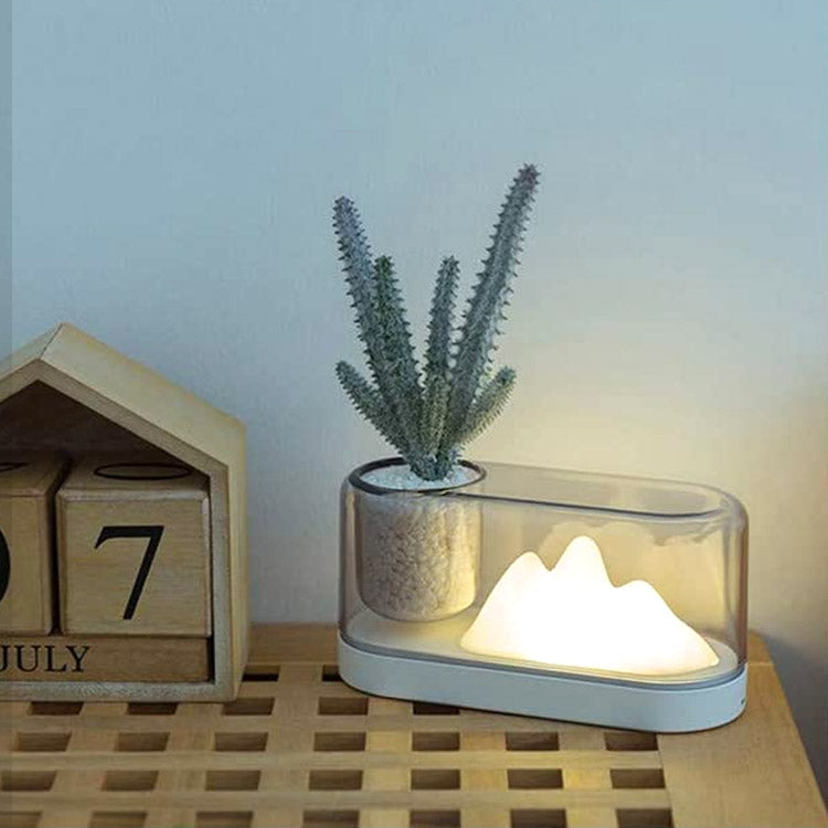 Mountain Color Desk Lamp Desktop Reading LED Night Light USB Rechargeable Bedside Lamp(White)