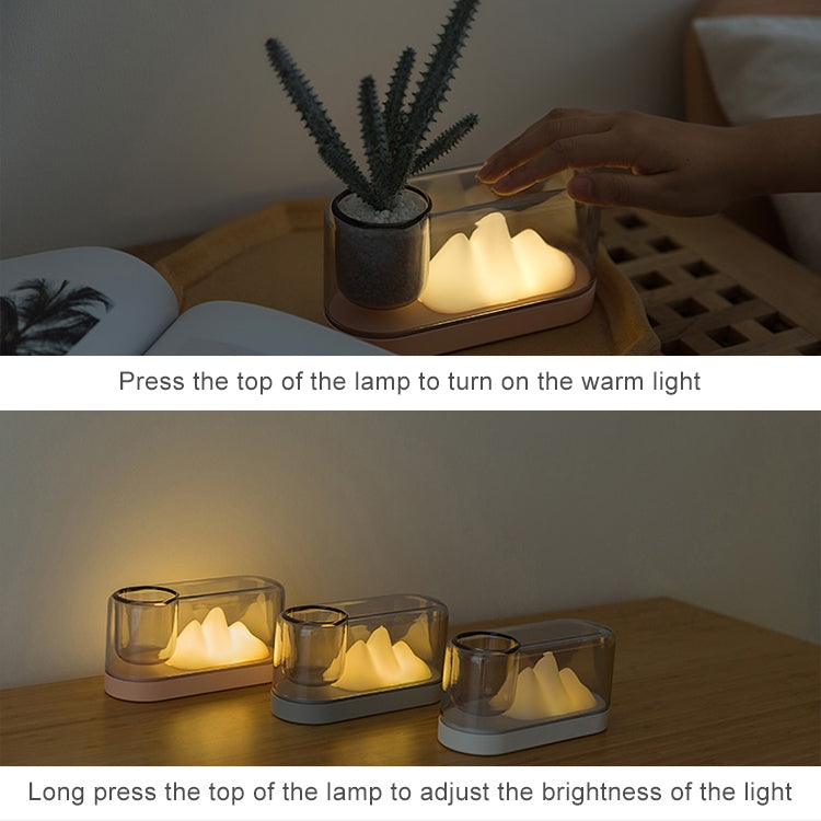 Mountain Color Desk Lamp Desktop Reading LED Night Light USB Rechargeable Bedside Lamp(White)