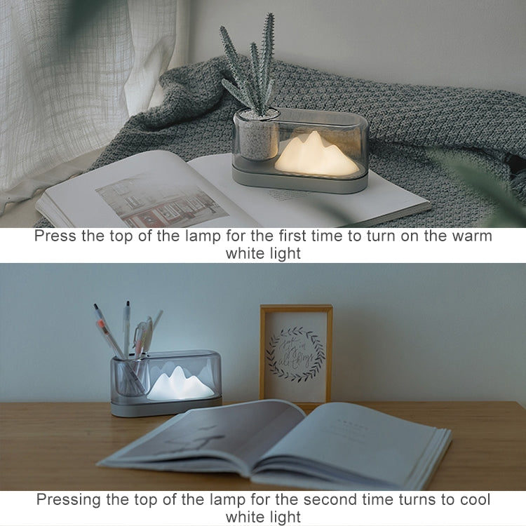 Mountain Color Desk Lamp Desktop Reading LED Night Light USB Rechargeable Bedside Lamp(White)