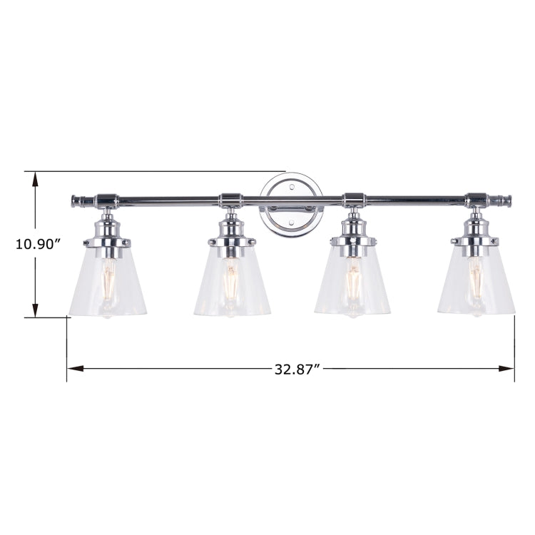 [US Warehouse] 4 Heads Modern Glass Dressing Table Mirror Front Light Lamps and Lanterns, without Bulb