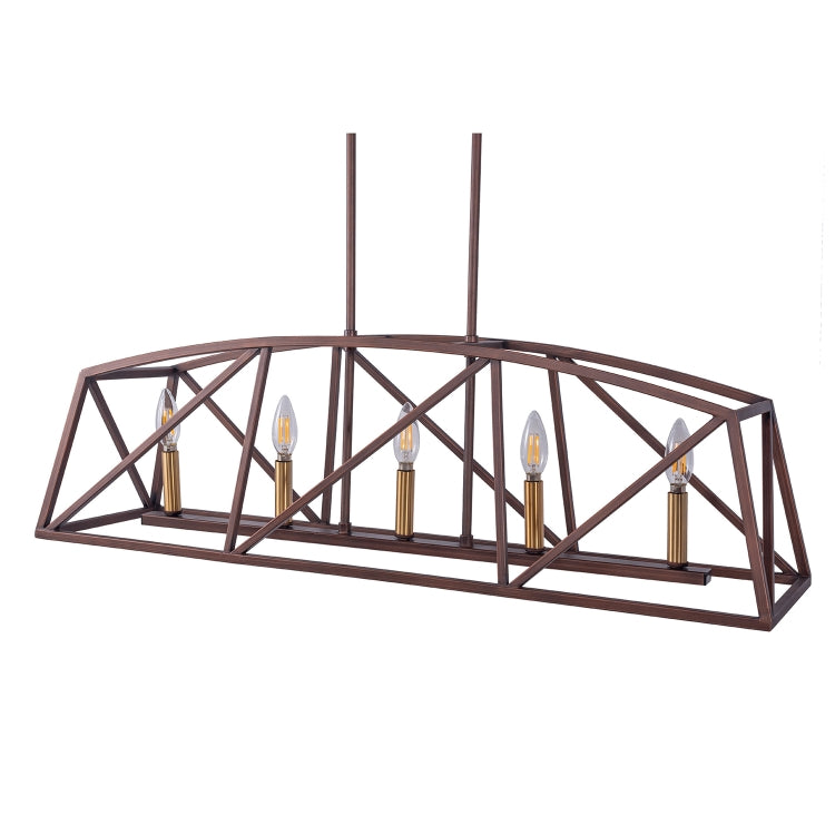 [US Warehouse] 5-Light Candle Style Iron Kitchen Linear Pendant Lamps and Lanterns without Bulb