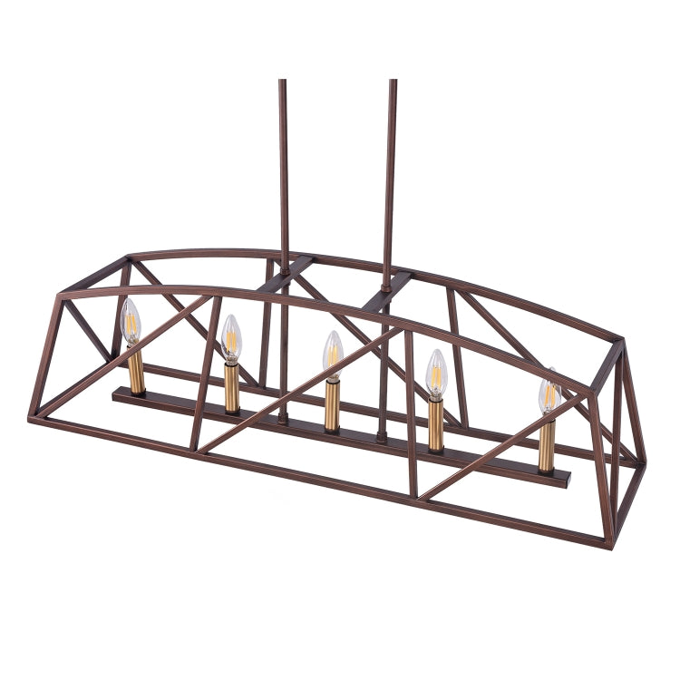 [US Warehouse] 5-Light Candle Style Iron Kitchen Linear Pendant Lamps and Lanterns without Bulb