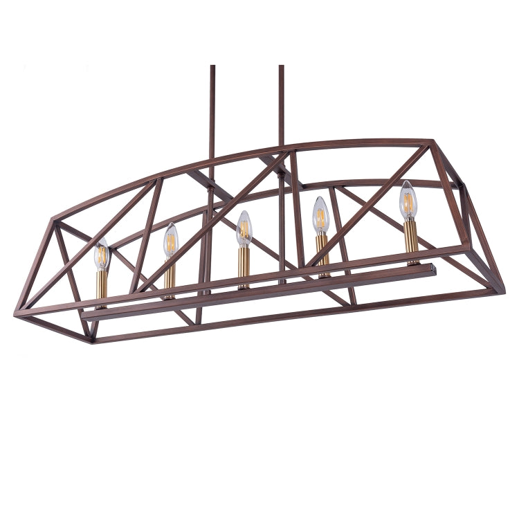 [US Warehouse] 5-Light Candle Style Iron Kitchen Linear Pendant Lamps and Lanterns without Bulb