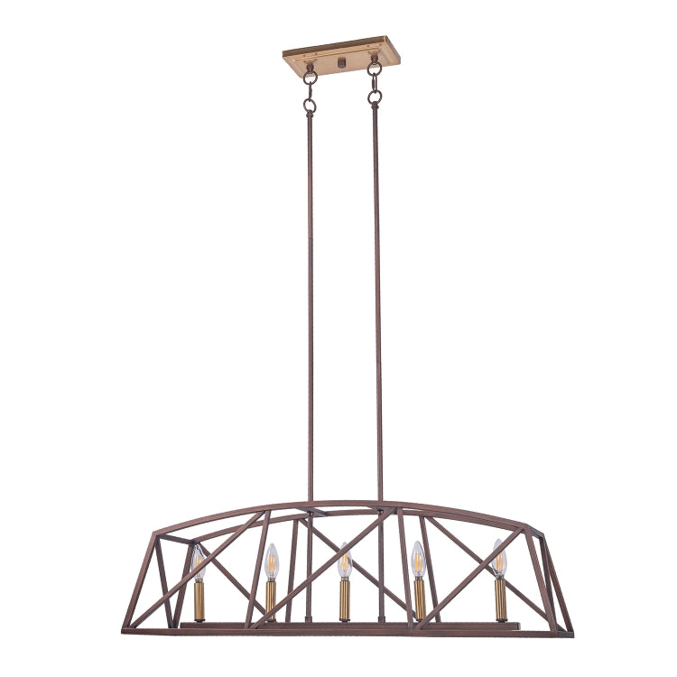 [US Warehouse] 5-Light Candle Style Iron Kitchen Linear Pendant Lamps and Lanterns without Bulb