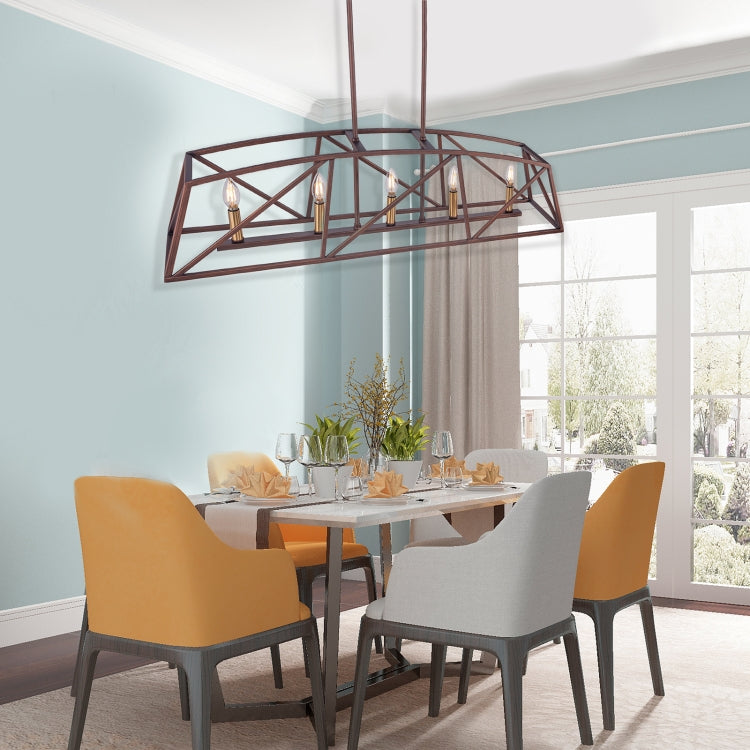 [US Warehouse] 5-Light Candle Style Iron Kitchen Linear Pendant Lamps and Lanterns without Bulb