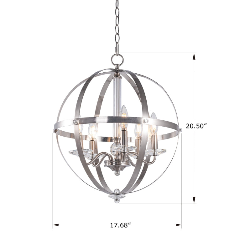 [US Warehouse] 5-Light Candle Style Glass Kitchen Spherical Pendant Lamps and Lanterns without Bulb