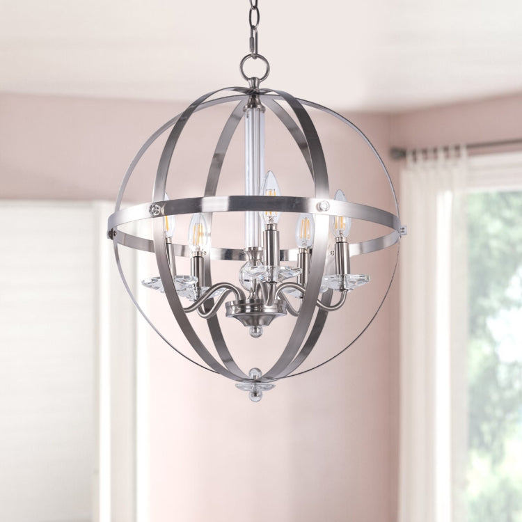 [US Warehouse] 5-Light Candle Style Glass Kitchen Spherical Pendant Lamps and Lanterns without Bulb