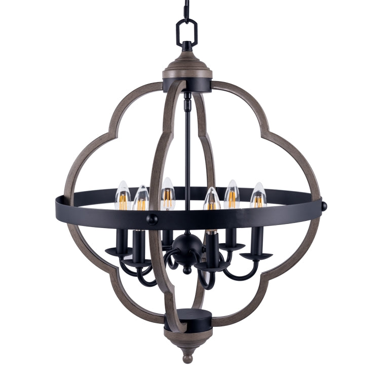[US Warehouse] 6-Light Candle Style Iron Kitchen Hollow Geometry Pendant Lamps and Lanterns without Bulb