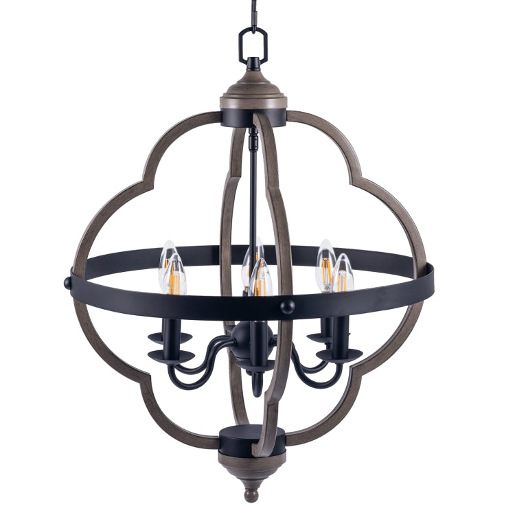 [US Warehouse] 6-Light Candle Style Iron Kitchen Hollow Geometry Pendant Lamps and Lanterns without Bulb