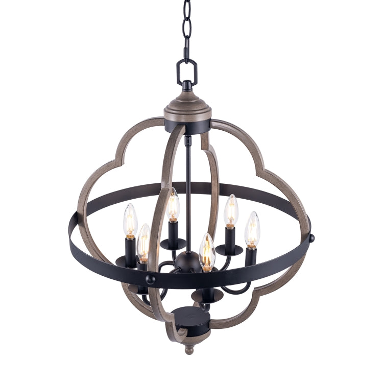 [US Warehouse] 6-Light Candle Style Iron Kitchen Hollow Geometry Pendant Lamps and Lanterns without Bulb