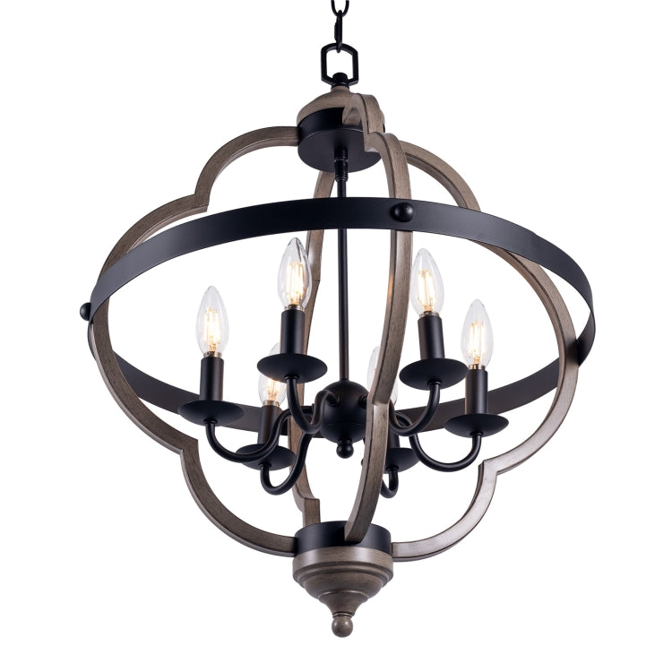 [US Warehouse] 6-Light Candle Style Iron Kitchen Hollow Geometry Pendant Lamps and Lanterns without Bulb