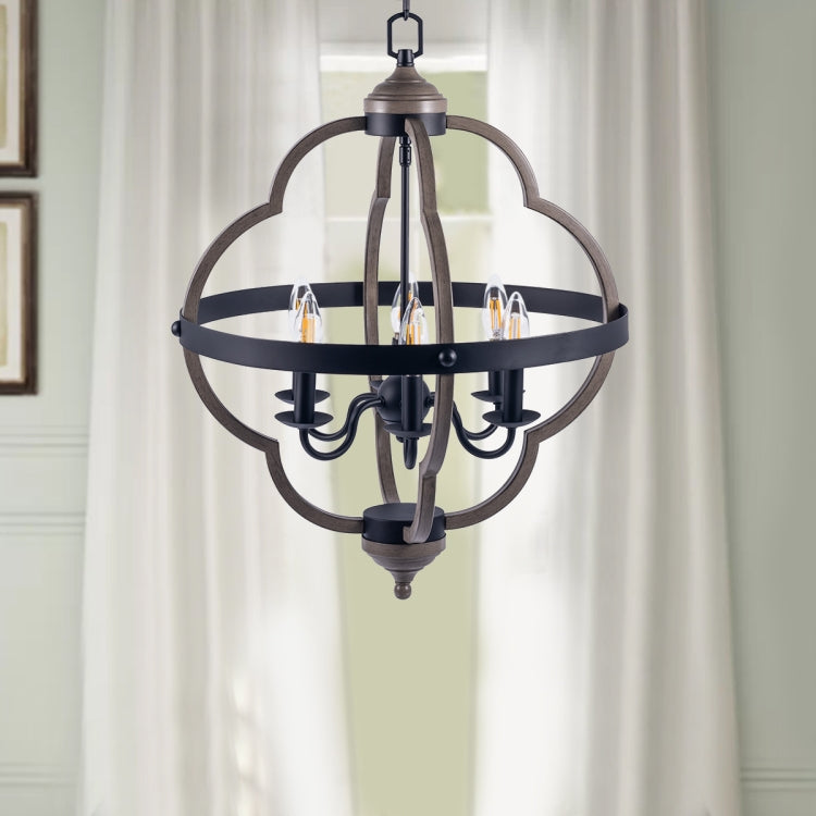 [US Warehouse] 6-Light Candle Style Iron Kitchen Hollow Geometry Pendant Lamps and Lanterns without Bulb