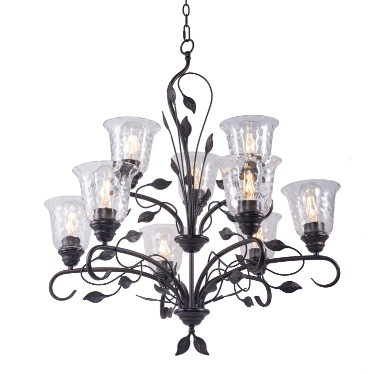 [US Warehouse] 9-Light Shape Glass Kitchen Branch Pendant Lamps and Lanterns without Bulb