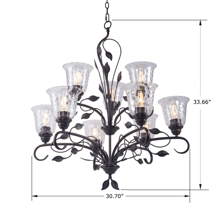 [US Warehouse] 9-Light Shape Glass Kitchen Branch Pendant Lamps and Lanterns without Bulb
