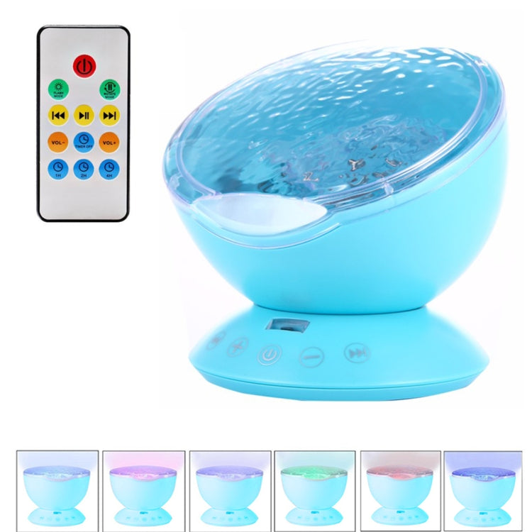Hypnosis Ocean Wave Projector LED Night Light, 12 LEDs USB Charge Novelty Atmosphere Lamp with Remote Control & 7 Light Modes, Support TF Card / Audio Input, Built-in 4 Hypnosis Music, DC 5V