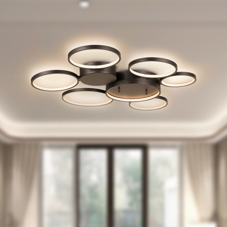 [US Warehouse] Warm White LED Circular Line Chandelier Height Adjustable Ceiling Hanging Lamp, Size: 33 x 30.7 x 2.6 inch