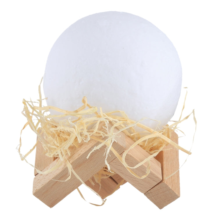 8cm Touch Control 3D Print Moon Lamp , USB Charging 16-color Changing LED Energy-saving Night Light with Wooden Holder Base & Remote Control