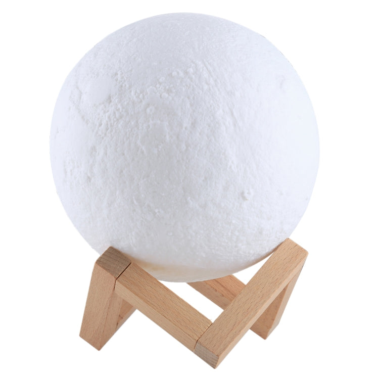8cm Touch Control 3D Print Moon Lamp , USB Charging 16-color Changing LED Energy-saving Night Light with Wooden Holder Base & Remote Control