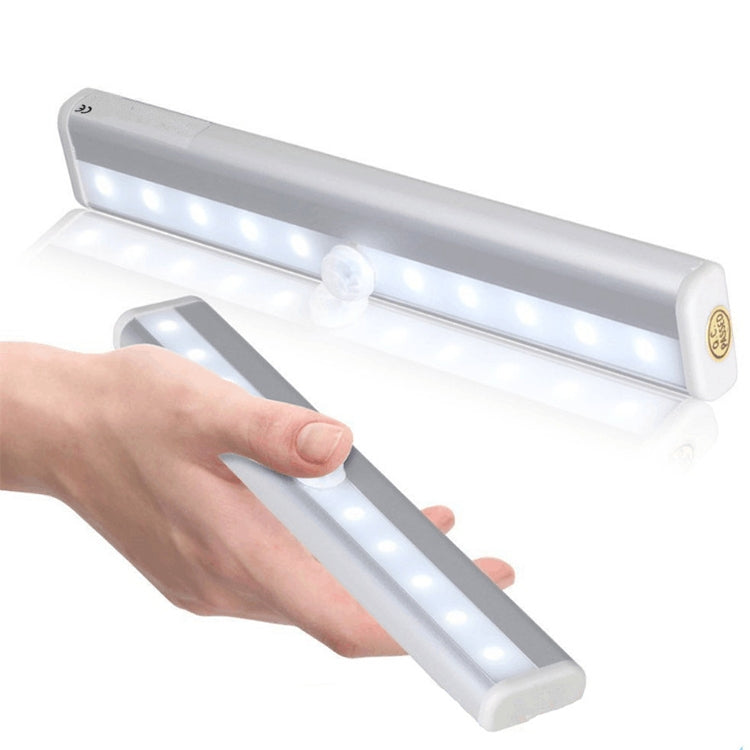 1.8W 10 LEDs White Light Wide Screen Intelligent Human Body Sensor Light LED Corridor Cabinet Light, Battery Version