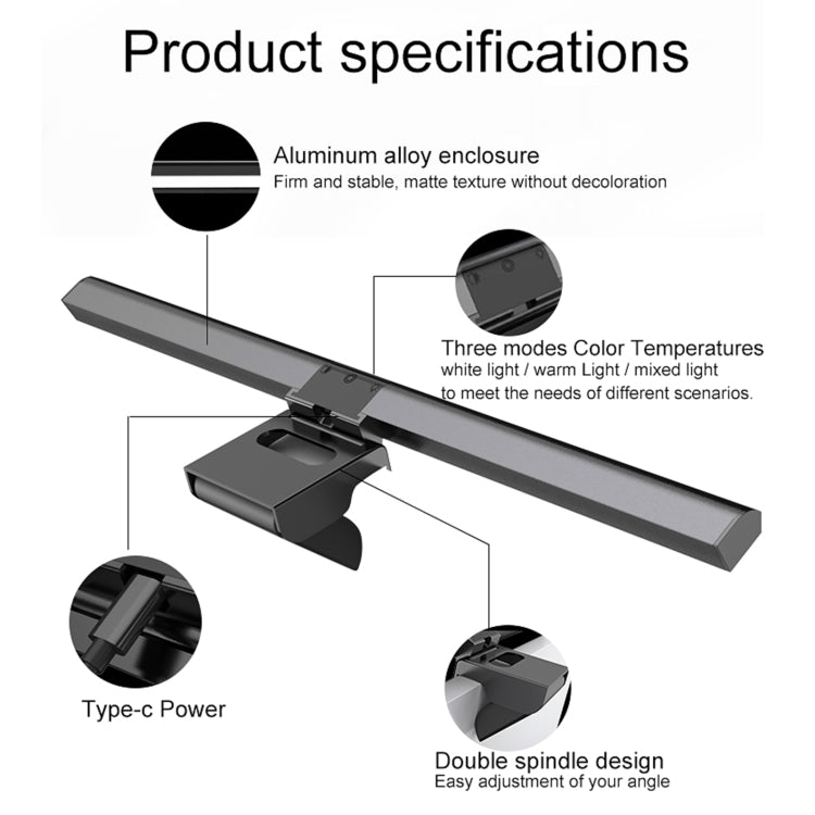 Computer Monitor Light Bar USB Stepless Dimming Screen Hanging Light, Size: 39.3x8.4x4.2cm