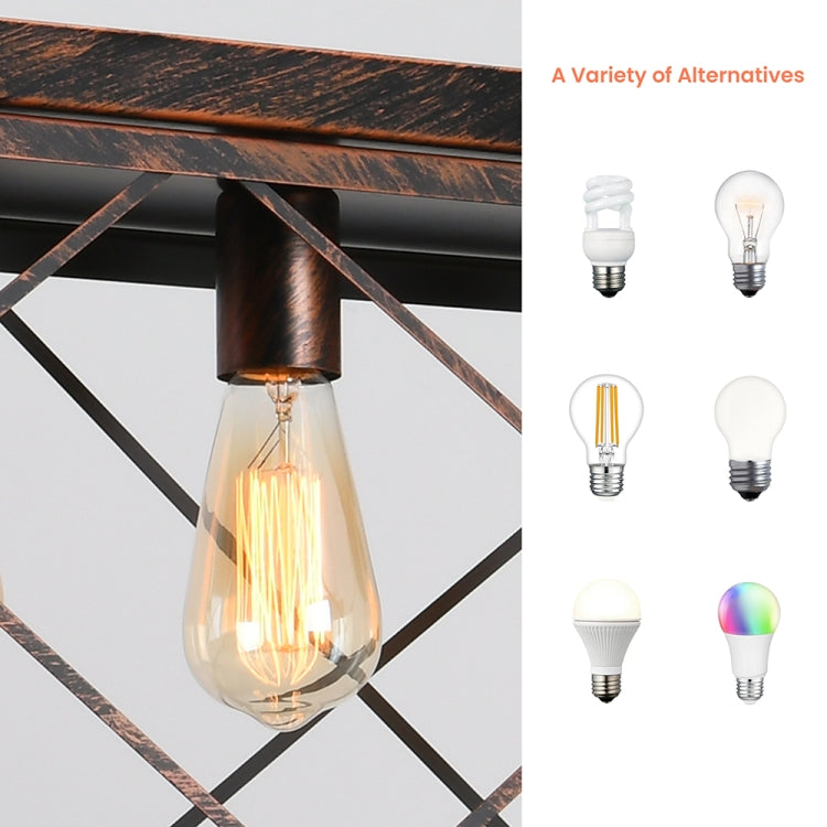 [US Warehouse] 6 Lights Geometric Metal Grame Linear Chandelier Fixture without Bulb