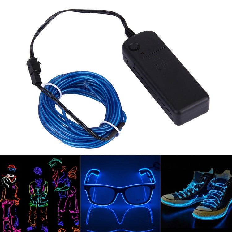 5m EL Cold Light Flexible Strip Light, 2 x AA Batteries Powered with Clip(Blue Light)