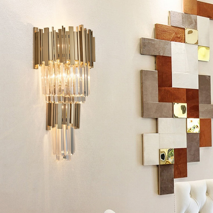 E14 Creative Retro Living Room Bedroom Corridor Aisle LED Lamp Crystal Wall Light , Size: 35x56cm