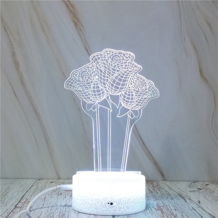 Rose Flower Shape Creative Crack Touch Dimming 3D Colorful Decorative Night Light