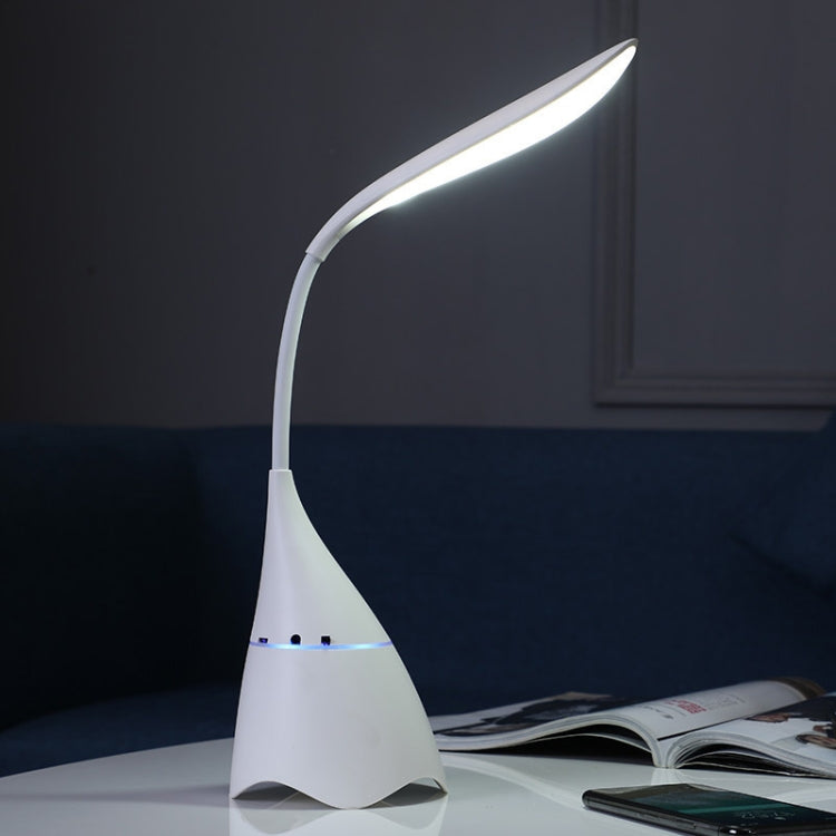 Creative USB Charging Desk Lamp Night Light Bluetooth Speaker (White)