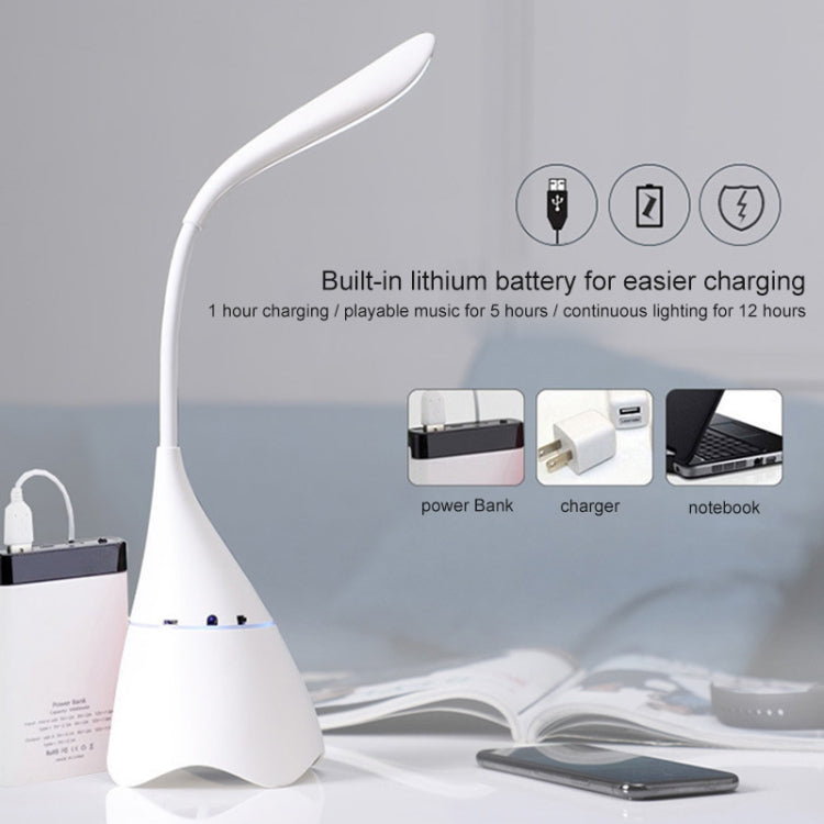 Creative USB Charging Desk Lamp Night Light Bluetooth Speaker (White)