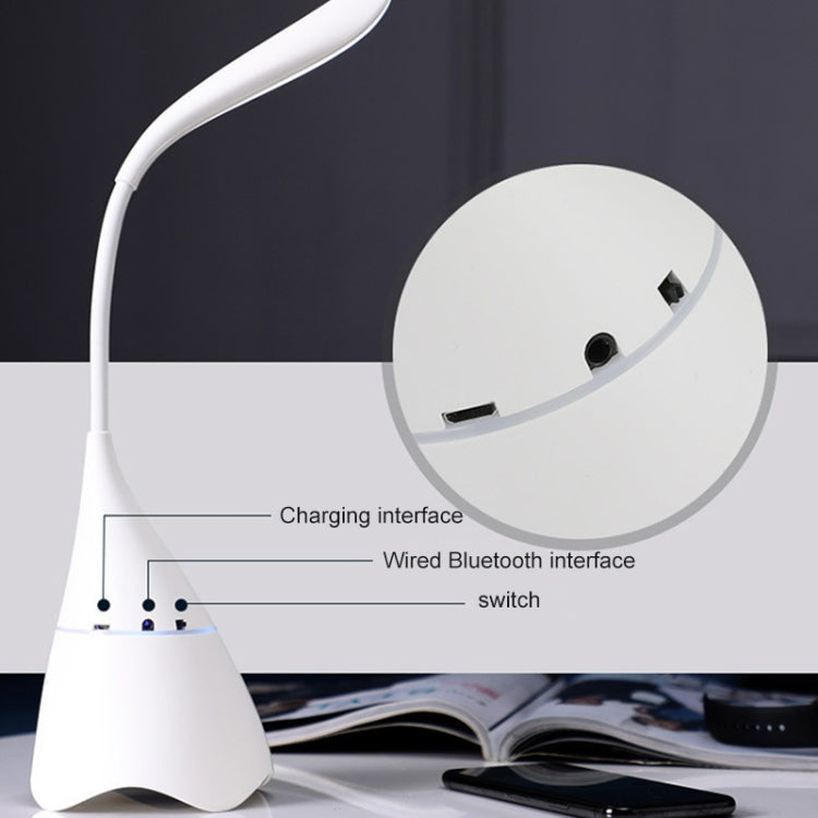 Creative USB Charging Desk Lamp Night Light Bluetooth Speaker (White)