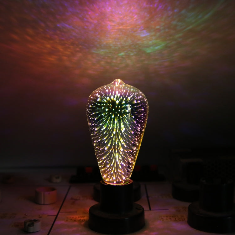 ST64 E27 4W Warm Light 3D Fireworks LED Bulb AC 110-265V