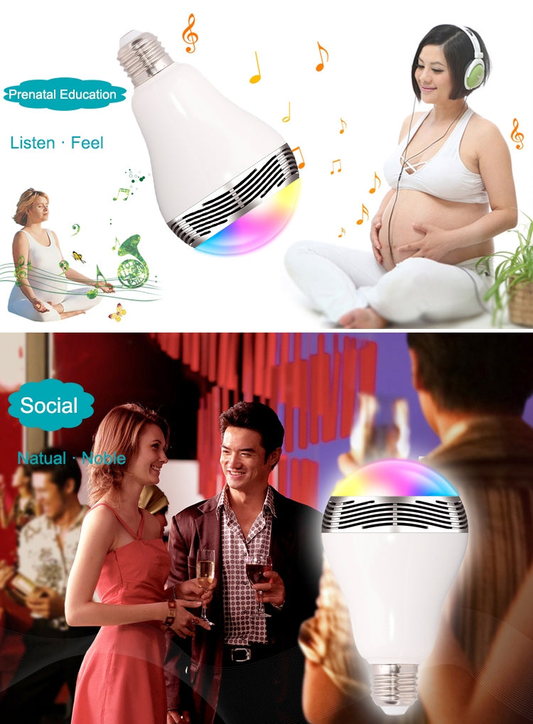 E27 RGB LED Bluetooth Speaker Light / Energy Saving Lamps, Supports APP, AC 100-240V