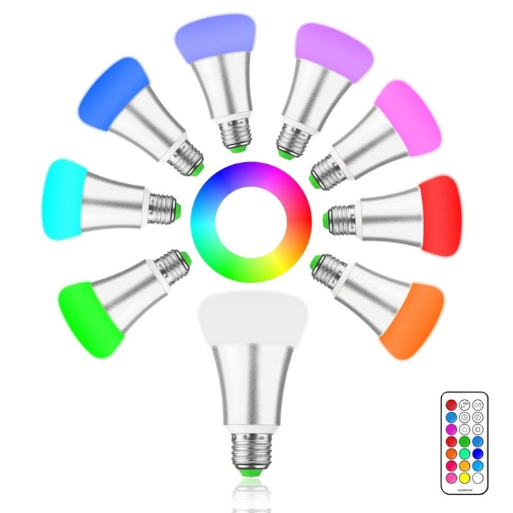 E27 10W RGBW LED Light Bulb , 2800-6500K with Remote Control for Bedroom / Hotel / Bar, AC 85-265V
