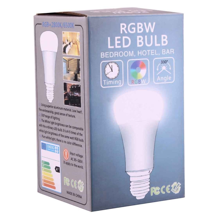 E27 10W RGBW LED Light Bulb , 2800-6500K with Remote Control for Bedroom / Hotel / Bar, AC 85-265V